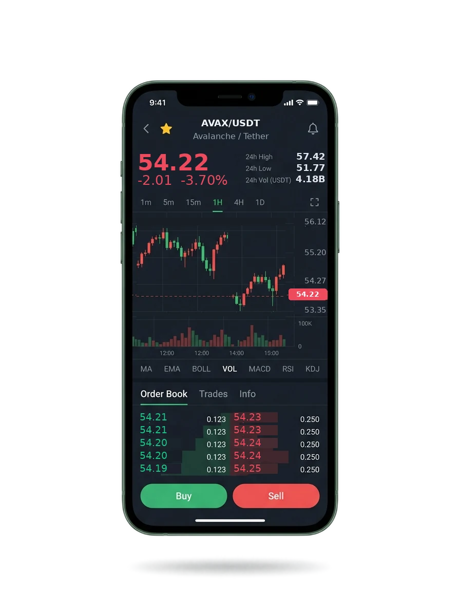 Mobile app screen showing a portfolio summary and a message thread with an account manager
